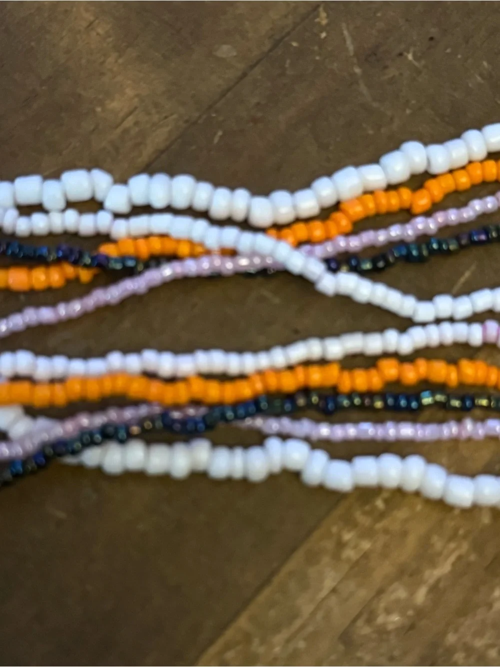 Multi strand seed bead mother of pearl shell pendant necklace
